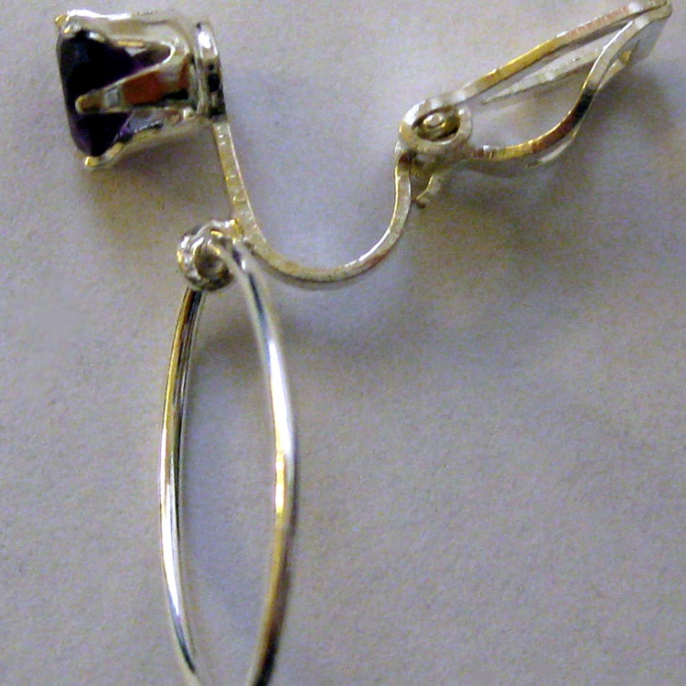 Genuine Amethyst Sterling Silver Clip-on Earrings